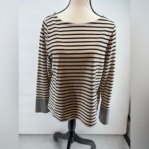 Nili Lotan New No Tags Black Beige Striped Long Sleeve Top. Size M classic beach
